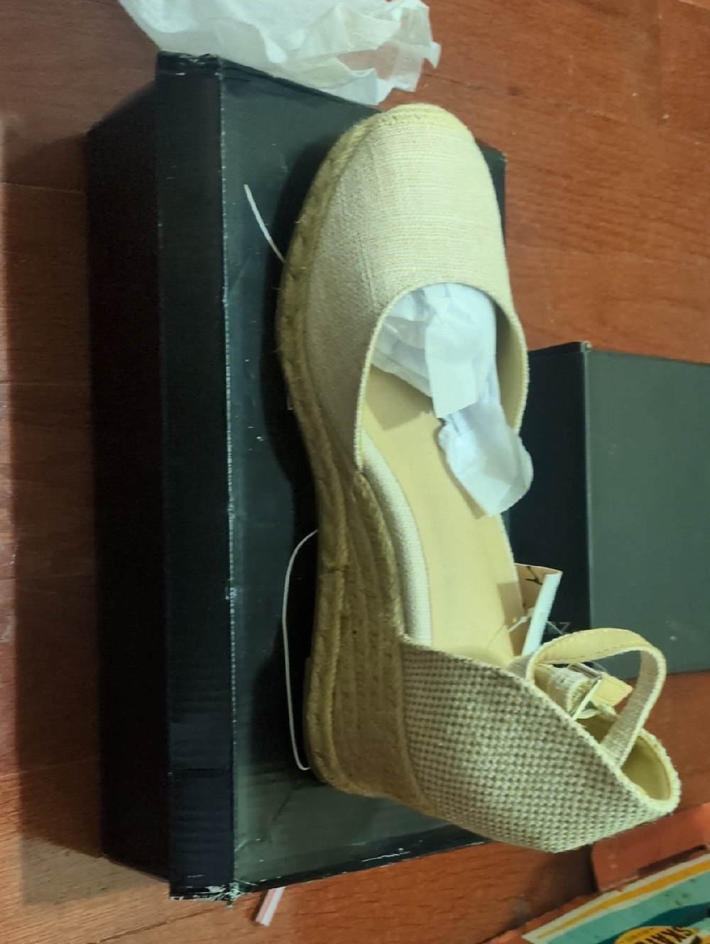 Neutral Beige Espadrille Wedge Sandals with Ankle Tie